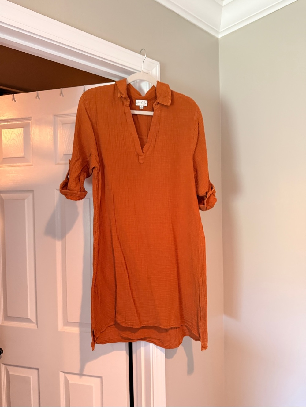 Wonderly Textured Orange Button-Front Shirt
